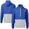 thumbnail image 1 of Men's-Cutter & Buck  Blue Real Salt Lake Charter Eco Recycled Anorak Hooded Half-Zip Jacket, 1 of 3