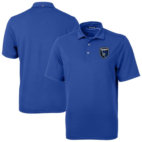 Men's-Cutter & Buck Blue San Jose Earthquakes Big & Tall Virtue Eco Pique Recycled Polo