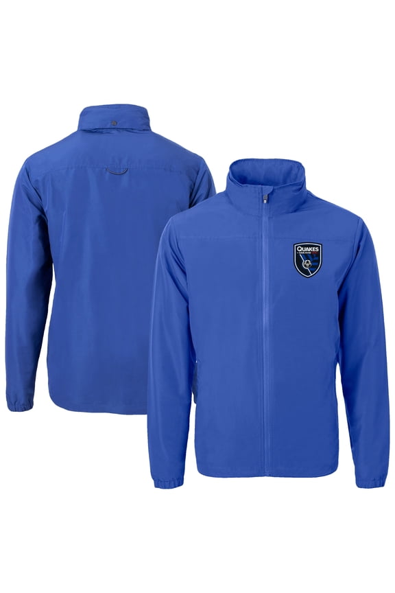 Men's-Cutter & Buck Blue San Jose Earthquakes Charter Eco Recycled Full-Zip Jacket