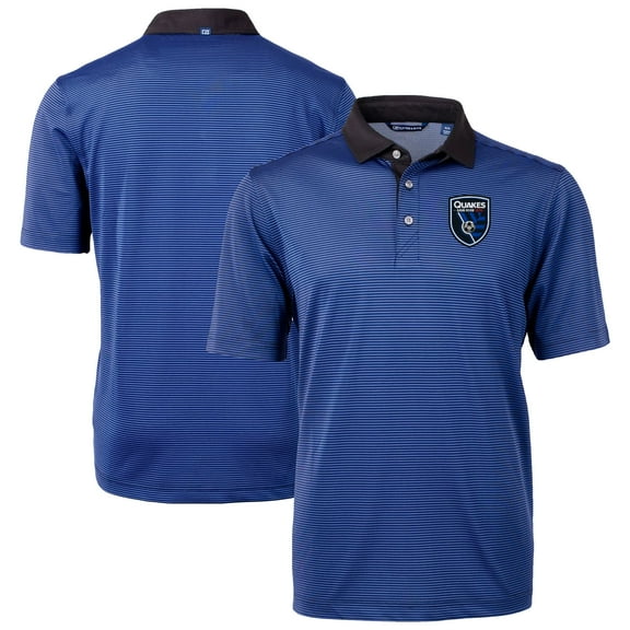 Men's-Cutter & Buck Blue San Jose Earthquakes Virtue Eco Pique Micro Stripe Recycled Polo
