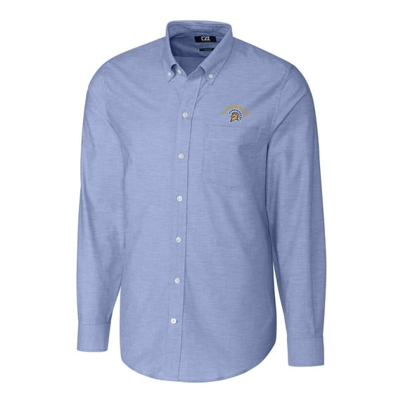 Men's Cutter & Buck Blue San Jose State Spartans Stretch Oxford Big & Tall Long Sleeve Button-Down Shirt