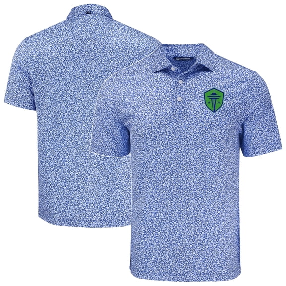 Men's-Cutter & Buck Blue Seattle Sounders FC Big & Tall Pike Eco Flora Print Recycled Polo