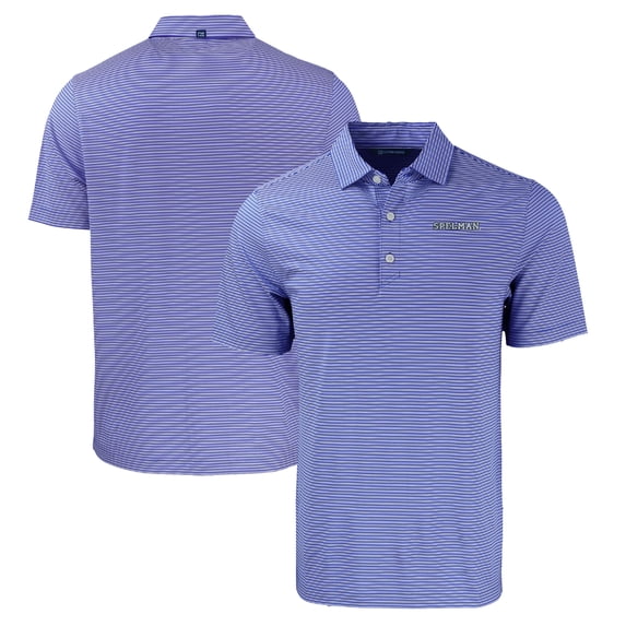 Men's Cutter & Buck Blue Spelman College Jaguars Forge Eco Double Stripe Stretch Recycled Polo