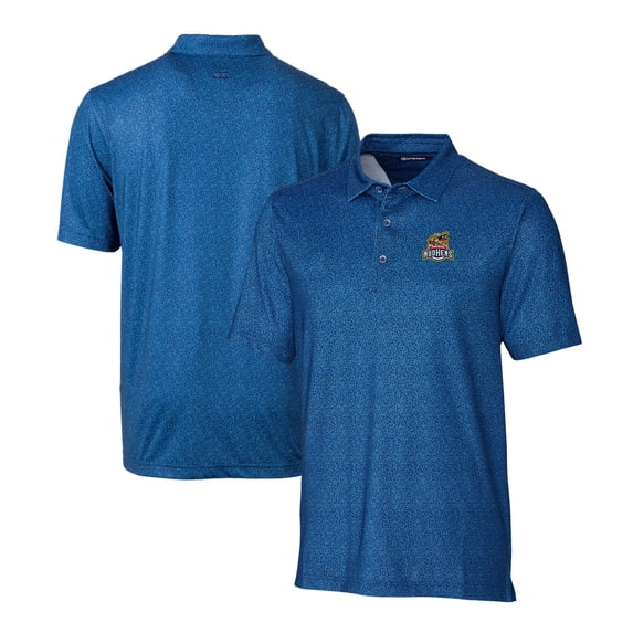 Men's Cutter & Buck Blue Toledo Mud Hens Pike Micro Floral Stretch Polo