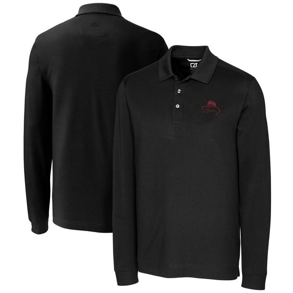 Men's Cutter & Buck Bobby Bowden Black Florida State Seminoles Big & Tall Advantage Tri-Blend Pique Long Sleeve Polo