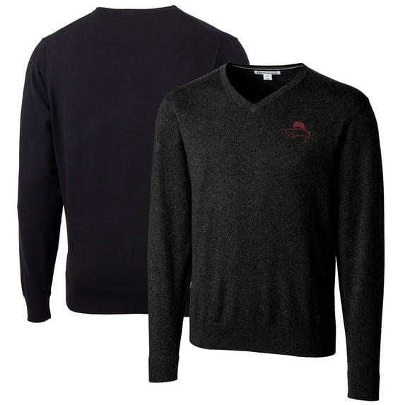 Men's Cutter & Buck Bobby Bowden Black Florida State Seminoles Big & Tall Lakemont Tri-Blend V-Neck Pullover Sweater