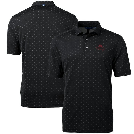Men's Cutter & Buck Bobby Bowden Black Florida State Seminoles Virtue Eco Pique Tile Print Recycled Polo