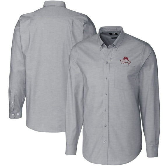 Men's Cutter & Buck Bobby Bowden Charcoal Florida State Seminoles Stretch Oxford Long Sleeve Button-Down Shirt