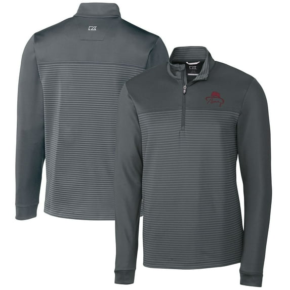 Men's Cutter & Buck Bobby Bowden Gray Florida State Seminoles Traverse Stripe Quarter-Zip Pullover Top