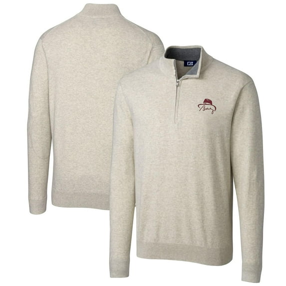 Men's Cutter & Buck Bobby Bowden Oatmeal Florida State Seminoles Big & Tall Lakemont Quarter-Zip Pullover Sweater