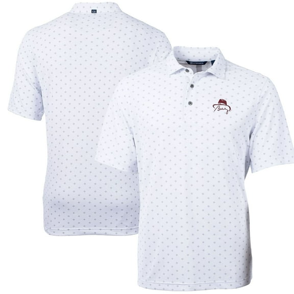 Men's Cutter & Buck Bobby Bowden White Florida State Seminoles Virtue Eco Pique Tile Print Recycled Polo