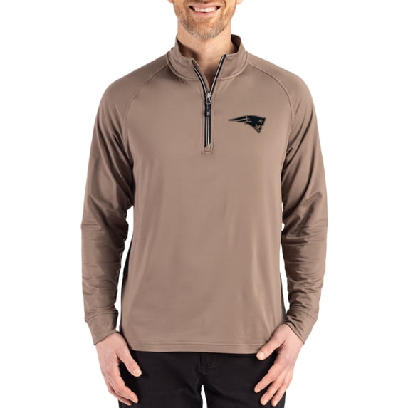 Men's Cutter & Buck Brown New England Patriots Adapt Eco Knit Stretch Recycled Quarter-Zip Pullover