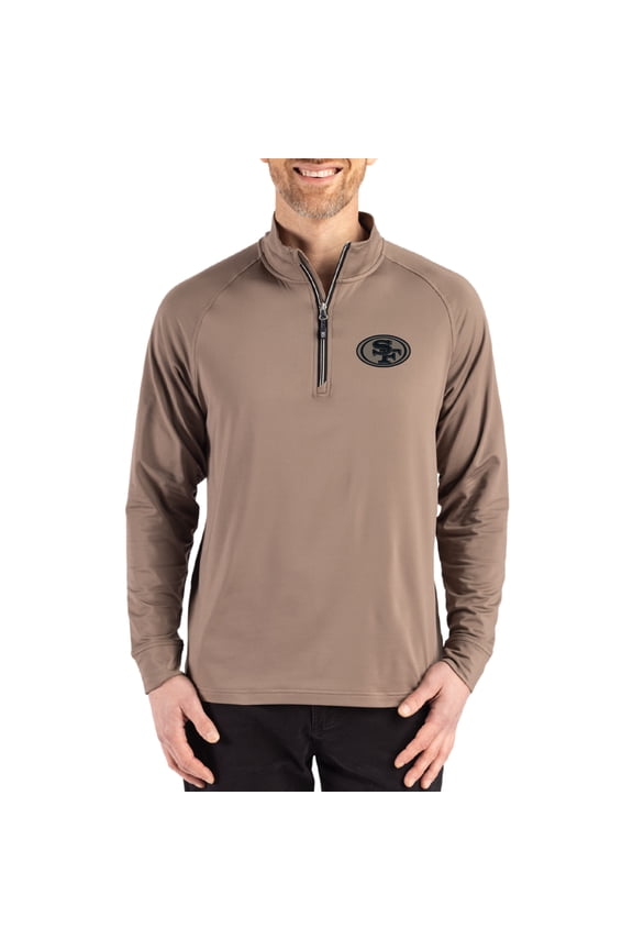 Men's Cutter & Buck Brown San Francisco 49ers Adapt Eco Knit Stretch Recycled Quarter-Zip Pullover