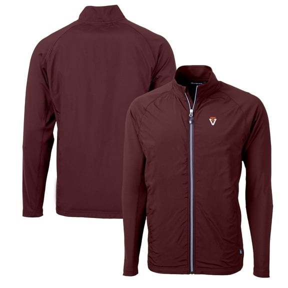 Men's Cutter & Buck Burgundy Virginia Tech Hokies Adapt Eco Knit Hybrid Recycled Full-Zip Jacket