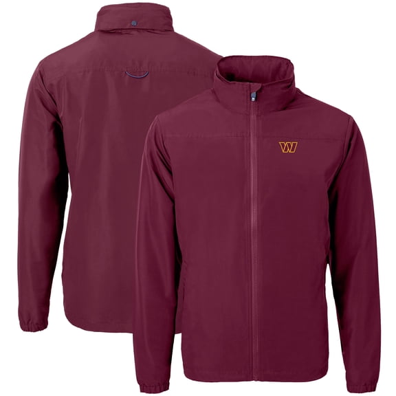 Men's Cutter & Buck Burgundy Washington Commanders Charter Eco Recycled Full-Zip Jacket