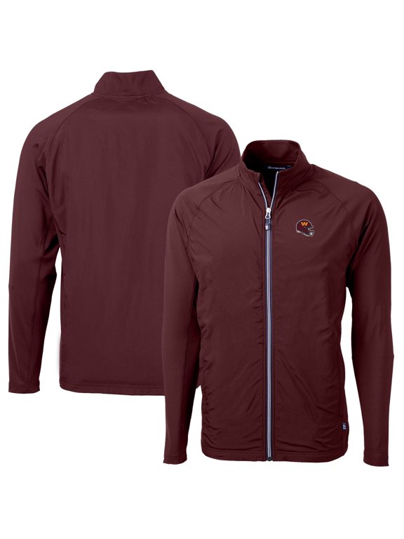 Men's Cutter & Buck Burgundy Washington Commanders Helmet Adapt Eco Knit Hybrid Recycled Full-Zip Jacket