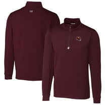 Men's Cutter & Buck Burgundy Washington Commanders Helmet Traverse Stretch Quarter-Zip Pullover Top
