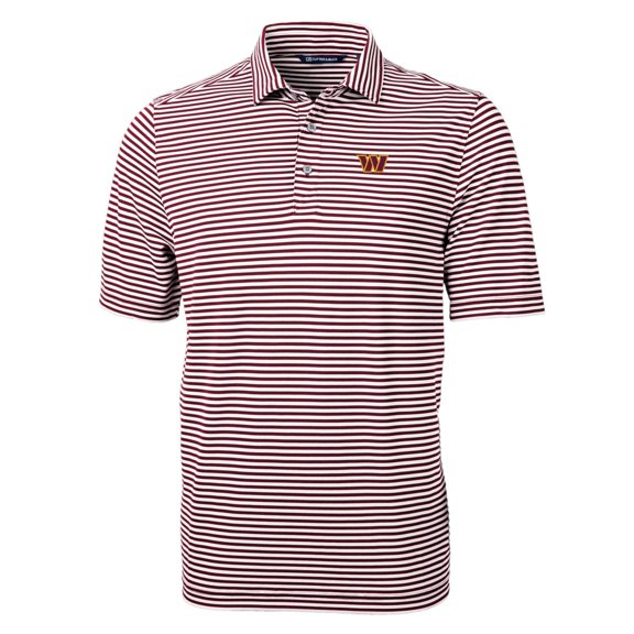 Men's Cutter & Buck Burgundy Washington Commanders Virtue Eco Pique Stripe Polo