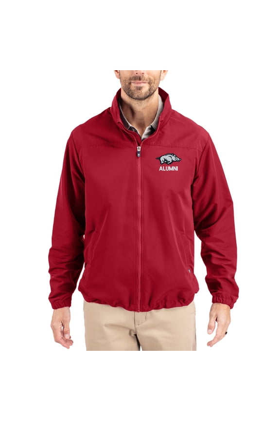 Men's Cutter & Buck Cardinal Arkansas Razorbacks Charter Eco Recycled Full-Zip Jacket