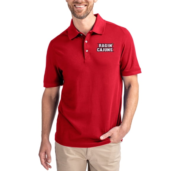 Men's Cutter & Buck Cardinal Louisiana Ragin' Cajuns Advantage Eco Pique Tri-Blend Polo