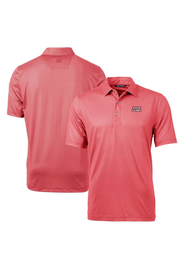 Men's Cutter & Buck Cardinal Louisiana Ragin' Cajuns Pike Banner Print Polo