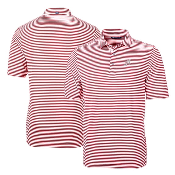 Men's Cutter & Buck Cardinal Reno Aces DryTec Virtue Eco Pique Stripe Recycled Polo