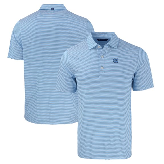 Men's Cutter & Buck Carolina Blue North Carolina Tar Heels Forge Eco Double Stripe Stretch Recycled Polo