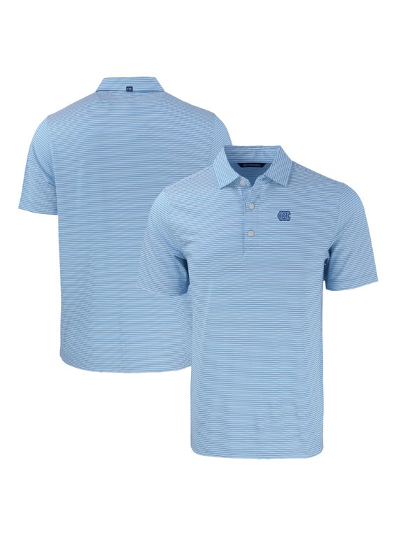Men's Cutter & Buck Carolina Blue North Carolina Tar Heels Forge Eco Double Stripe Stretch Recycled Polo