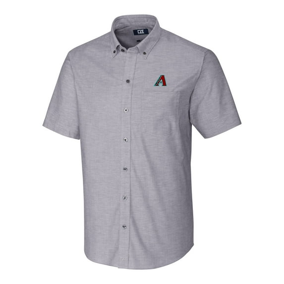 Men's Cutter & Buck Charcoal Arizona Diamondbacks Stretch Oxford Big & Tall Short Sleeve Dress Shirt