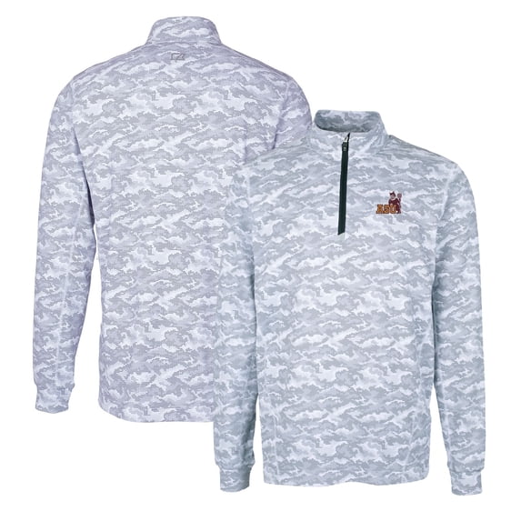 Men's Cutter & Buck Charcoal Arizona State Sun Devils Vault Traverse Camo Print Stretch Quarter-Zip Pullover Top