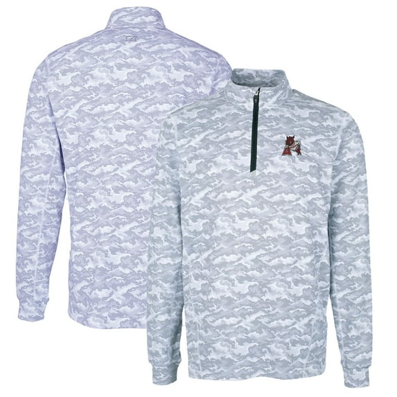 Men's Cutter & Buck Charcoal Arkansas Razorbacks Vault Big & Tall Traverse Camo Print Stretch Quarter-Zip Pullover Top