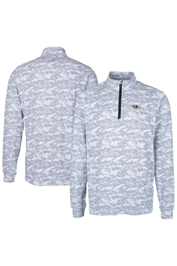 Men's Cutter & Buck Charcoal Baltimore Ravens Big & Tall Traverse Eco Camo Tri-Blend DryTec Quarter-Zip Jacket