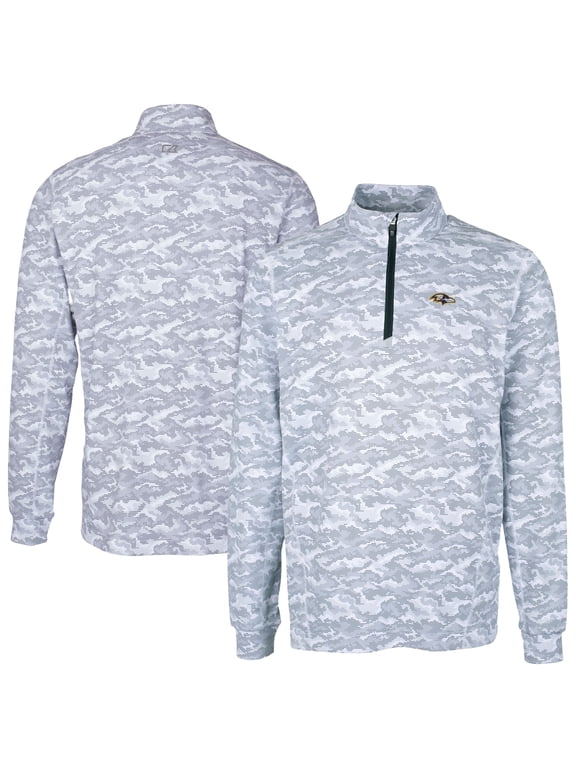 Men's Cutter & Buck Charcoal Baltimore Ravens Big & Tall Traverse Eco Camo Tri-Blend DryTec Quarter-Zip Jacket