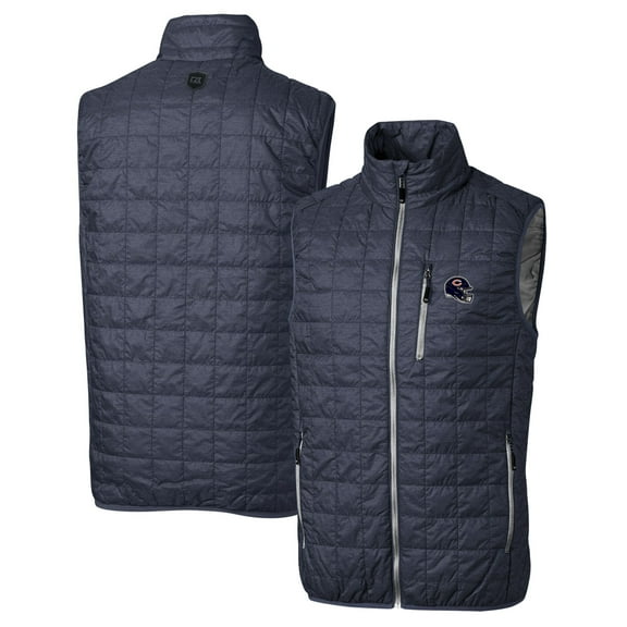 Men's Cutter & Buck Charcoal Chicago Bears Helmet Rainier PrimaLoft Eco Insulated Full-Zip Puffer Vest