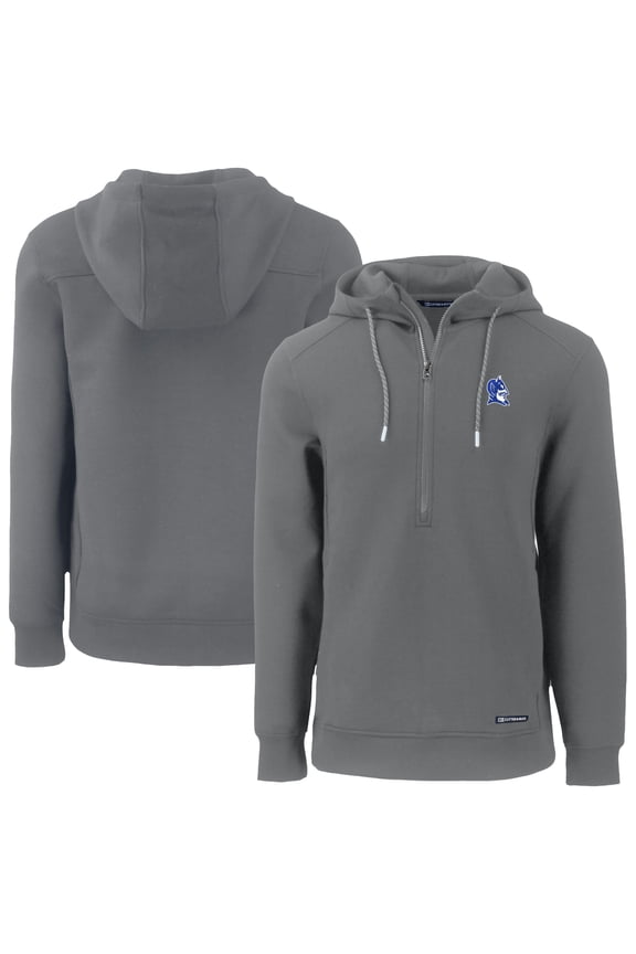 Men's Cutter & Buck Charcoal Duke Blue Devils Roam Eco Recycled Half-Zip Hoodie