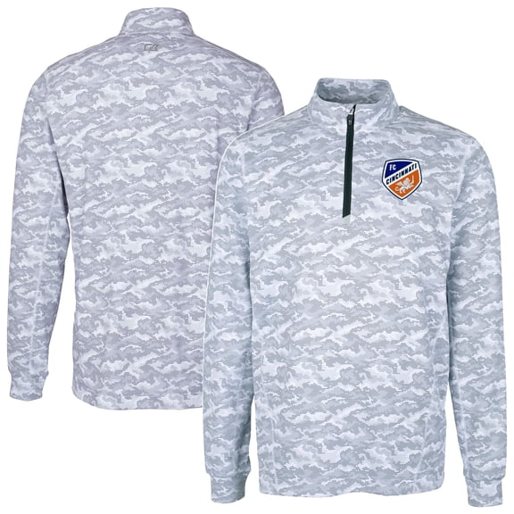 Men's-Cutter & Buck  Charcoal FC Cincinnati Big & Tall Traverse Stretch Eco Camo Print Quarter-Zip Pullover Top