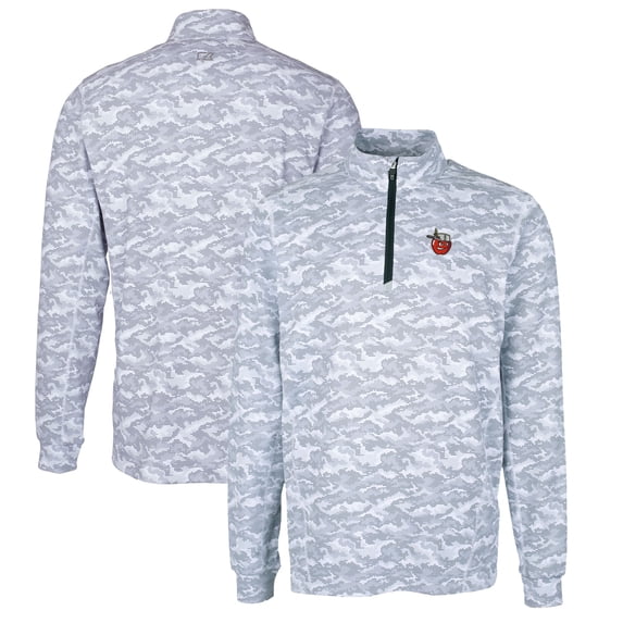 Men's Cutter & Buck Charcoal Fort Wayne TinCaps Traverse Camo Print Stretch Quarter-Zip Pullover Top