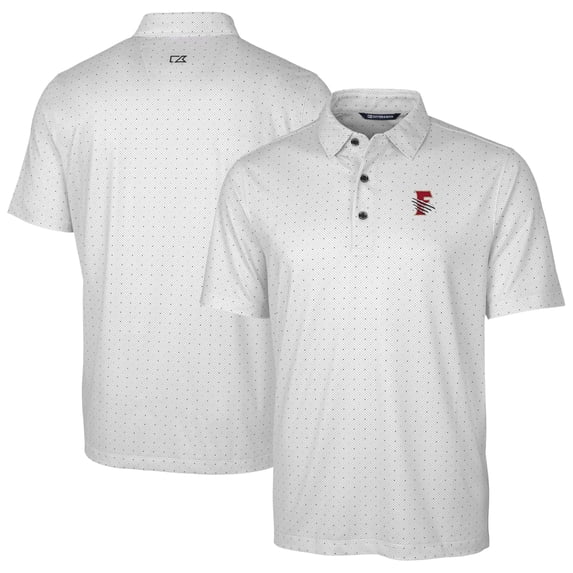 Men's Cutter & Buck Charcoal Fresno Grizzlies Big & Tall DryTec Pike Double Dot Print Stretch Polo