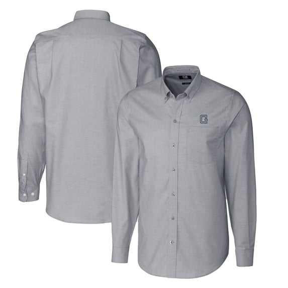 Men's Cutter & Buck Charcoal Georgetown Hoyas Vault Big & Tall Oxford Long Sleeve Button-Down Shirt