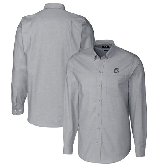 Men's Cutter & Buck Charcoal Georgetown Hoyas Vault Stretch Oxford Long Sleeve Button-Down Shirt
