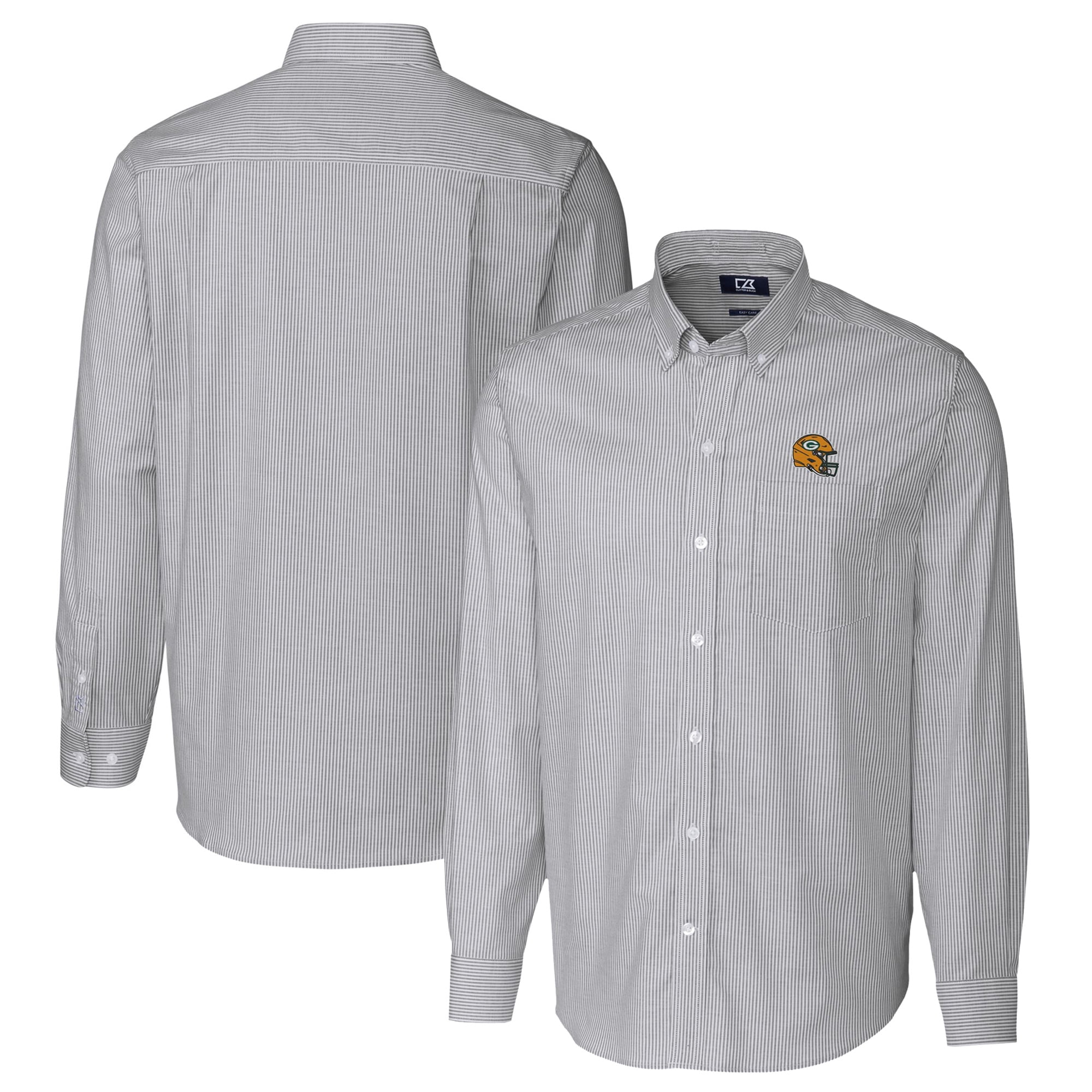 Men's Cutter & Buck Charcoal Green Bay Packers Helmet Stretch Oxford Stripe  Long Sleeve Button-Down Shirt - Walmart.com