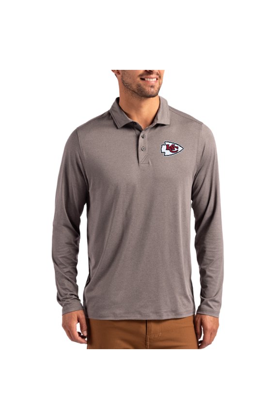 Men's Cutter & Buck Charcoal Kansas City Chiefs Coastline Epic Comfort Eco Recycled Polo