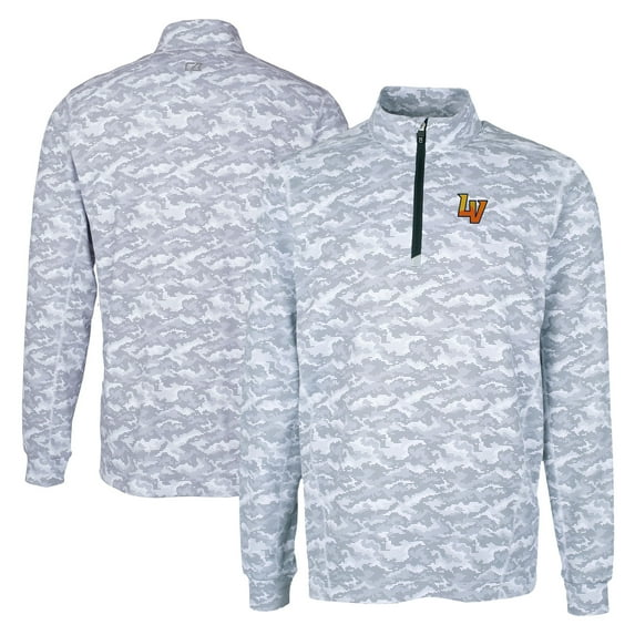 Men's Cutter & Buck Charcoal Las Vegas Aviators Big & Tall Traverse Camo Print Stretch Quarter-Zip Pullover Top