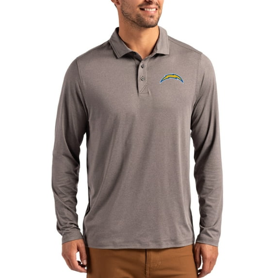 Men's Cutter & Buck Charcoal Los Angeles Chargers Coastline Epic Comfort Eco Recycled Polo
