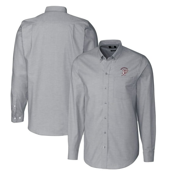 Men's Cutter & Buck Charcoal Mississippi State Bulldogs Vault Big & Tall Oxford Long Sleeve Button-Down Shirt