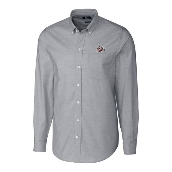Men's Cutter & Buck Charcoal Montana Grizzlies Stretch Oxford Big & Tall Long Sleeve Button-Down Shirt