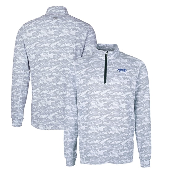 Men's Cutter & Buck Charcoal Montana State Bobcats Big & Tall Traverse Camo Print Stretch Quarter-Zip DryTec Top