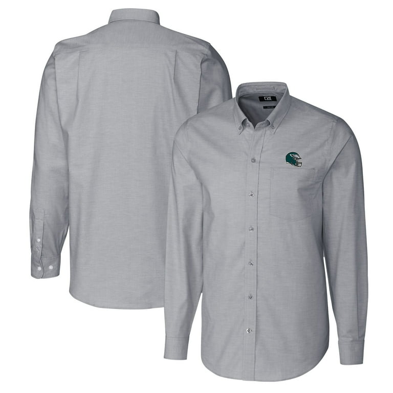 Men s Cutter Buck Charcoal Philadelphia Eagles Helmet Stretch Oxford Long Sleeve Button Down Shirt Walmart