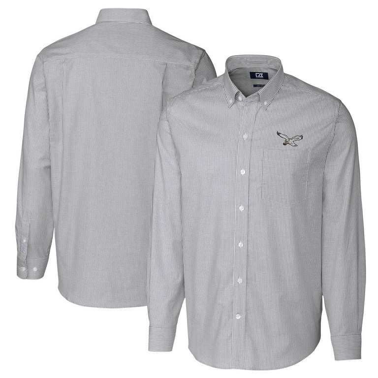 Men s Cutter Buck Charcoal Philadelphia Eagles Stretch Stripe Long Sleeve Button Down Dress Shirt Walmart