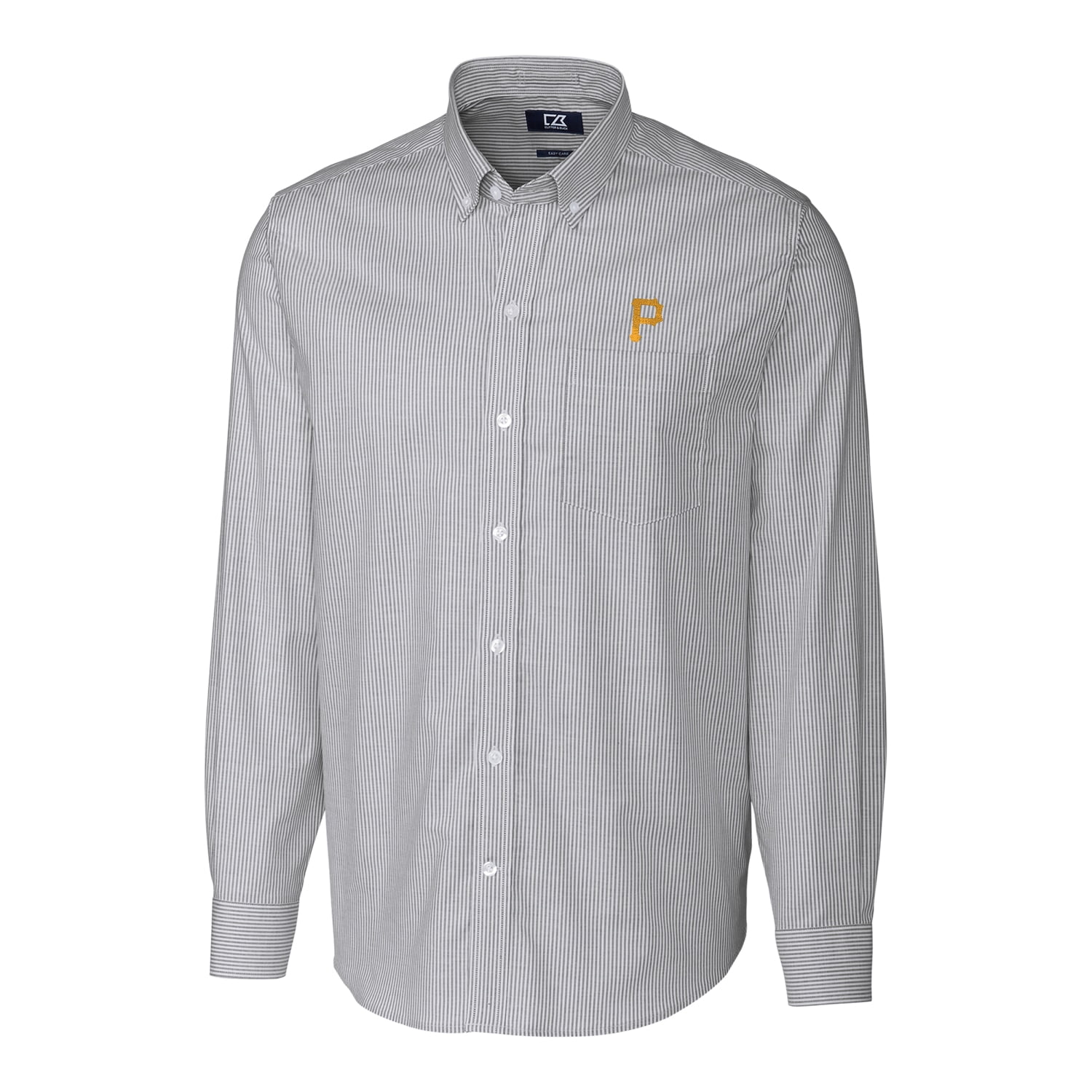 Men s Cutter Buck Charcoal Pittsburgh Pirates Big Tall Stretch Oxford Striped Long Sleeve Button Down Shirt Walmart